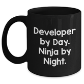 Funny Developer Gifts from Men, Gifts for Developer, Black Coffee Mug on Father's Day - 'Developer By Day. Ninja By Night.' - Main