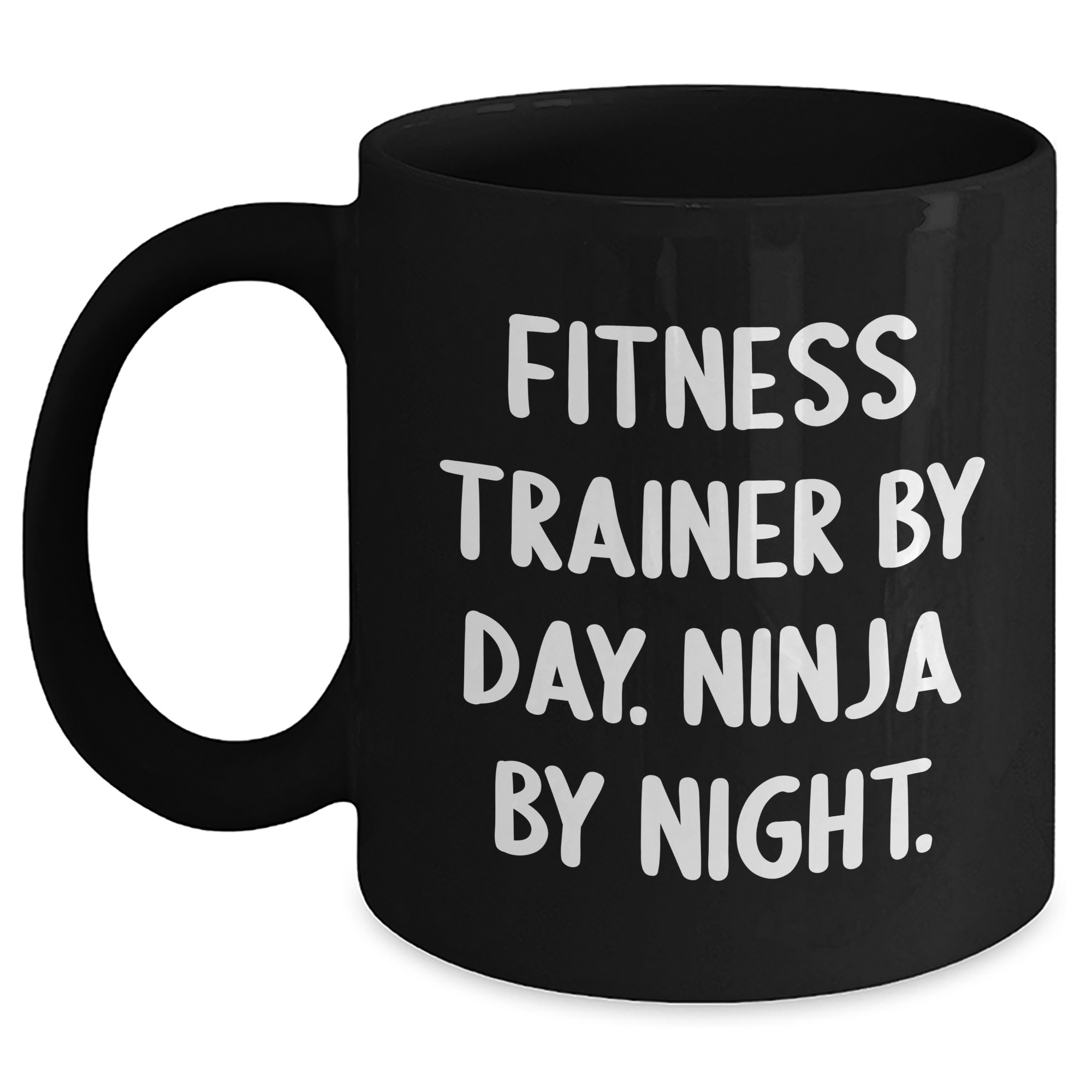 Fitness Trainer Gifts from Men, Funny Black Coffee Mugs for Father's Day, Fitness Trainer By Day. Ninja By Night., Unique Gifts for Fitness Trainers - Main