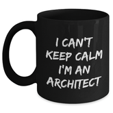 Funny 'I Can't Keep Calm I'm An Architect' Gifts for Men and Women - Unique Graduation Architect Black Coffee Mug, Microwave and Dishwasher Safe - Main