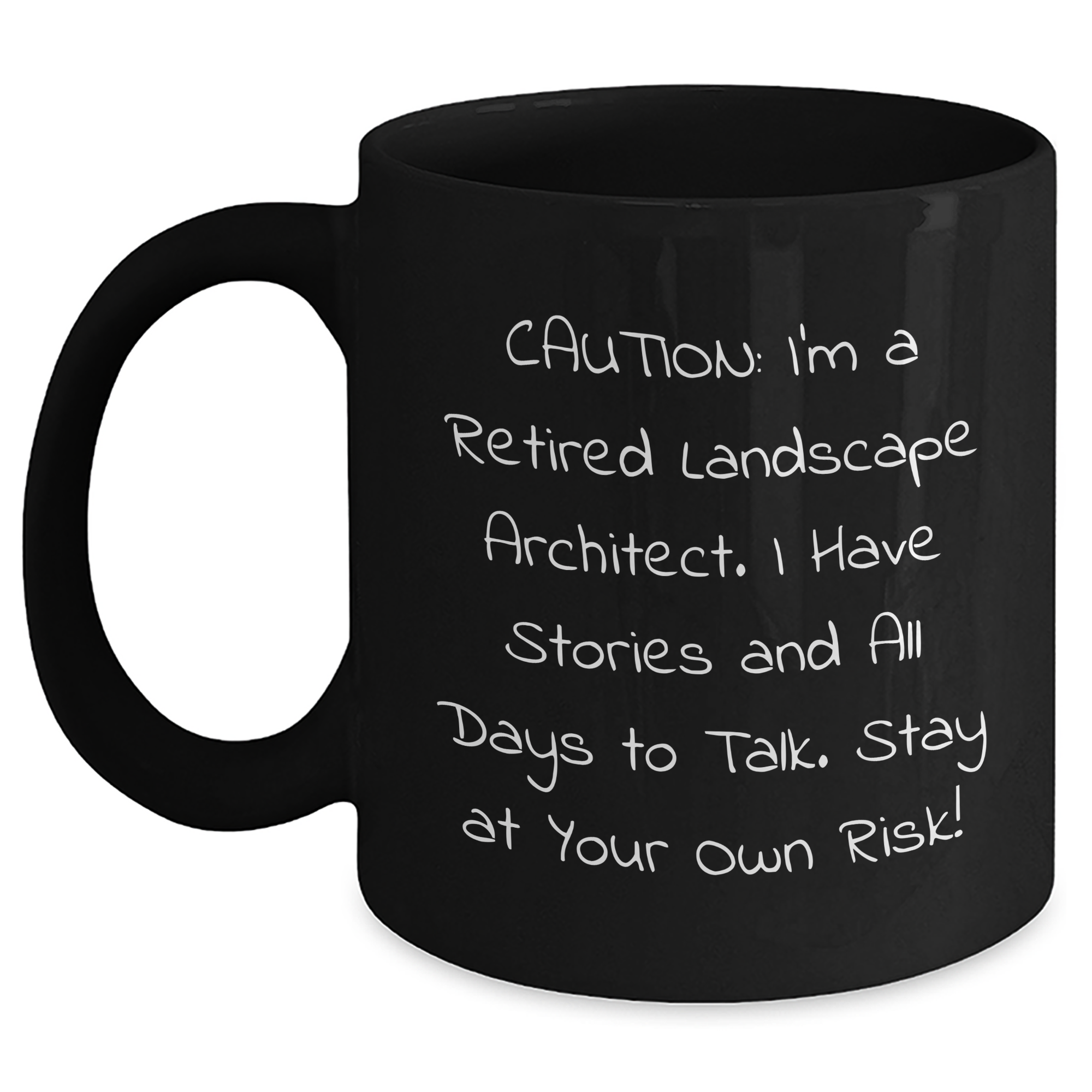 Funny Landscape Architect Gifts for Men from Coworkers, Unique Black Coffee Mug with Caution Quote - Main
