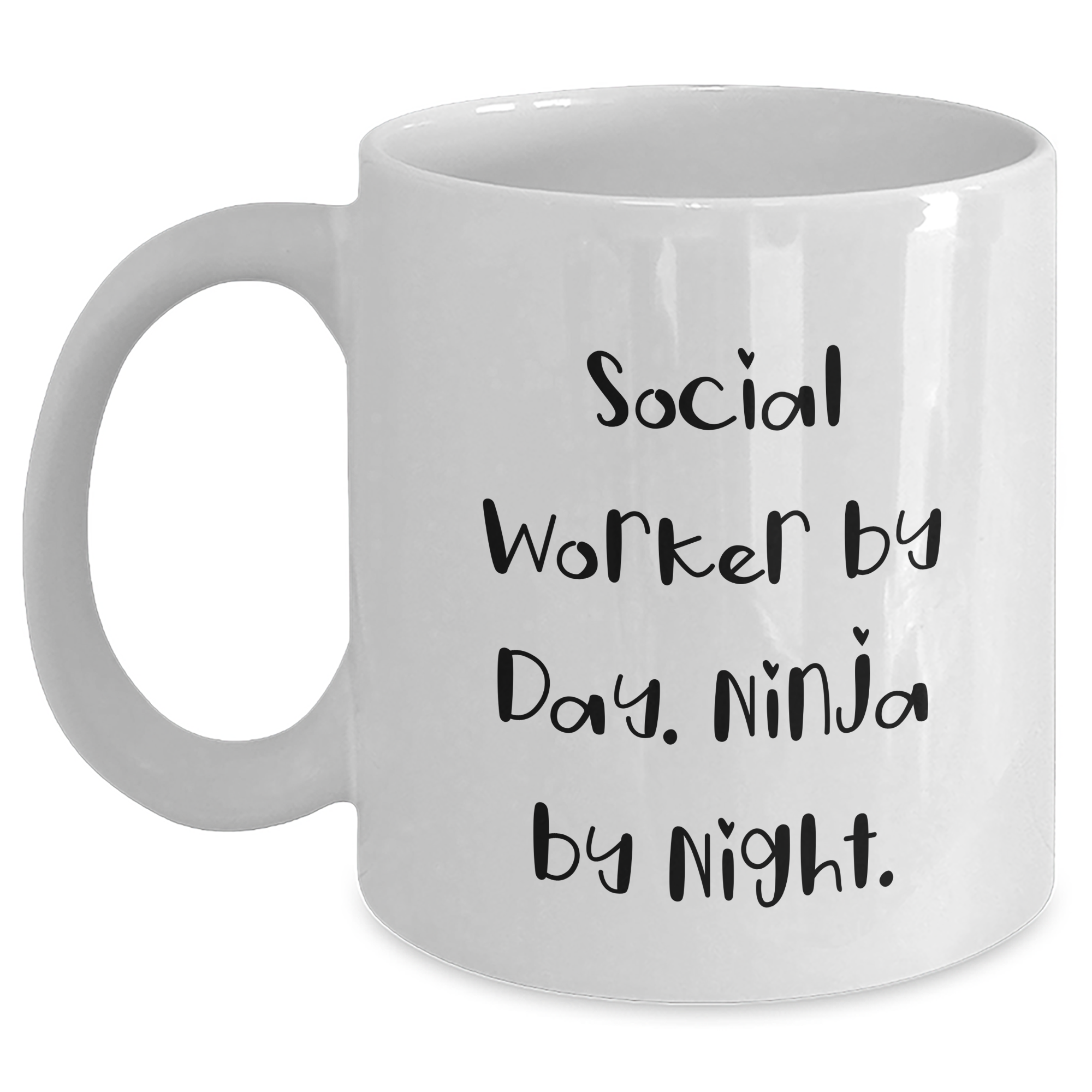 Social Worker Gifts by Day, Ninja by Night - Funny White Coffee Mug for Dad's Unique Father's Day Unique Gifts from Family and Friends - Main