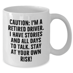 Funny Driver Gifts from Men to Graduating Driver Friends, White Coffee Mug with Caution Quote - Additional