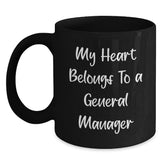 Funny General Manager Gifts from Friends and Family - My Heart Belongs To A General Manager Christmas Unique Mugs for Men - Main