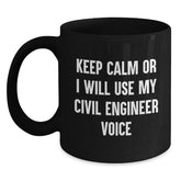 Civil Engineer Gifts from Men, Funny Black Coffee Mug for Christmas Unique Presents for Civil Engineers Friends - Main
