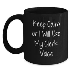 Funny Clerk Mugs, Gifts for Clerk from Coworkers, Black Coffee Mug, Christmas Unique Gifts - Main