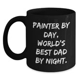 Painter By Day Funny Gifts from Dad to Painter Black Coffee Mug for Birthday Unique - Main