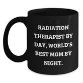 Funny Radiation Therapist Gifts - World's Best Mom Black Coffee Mug, Gifts from Friends for Birthday Unique - Main