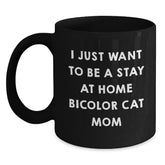 Funny Bicolor Cat Mom Gifts from Friends for Valentine's Unique Black Coffee Mug - Main