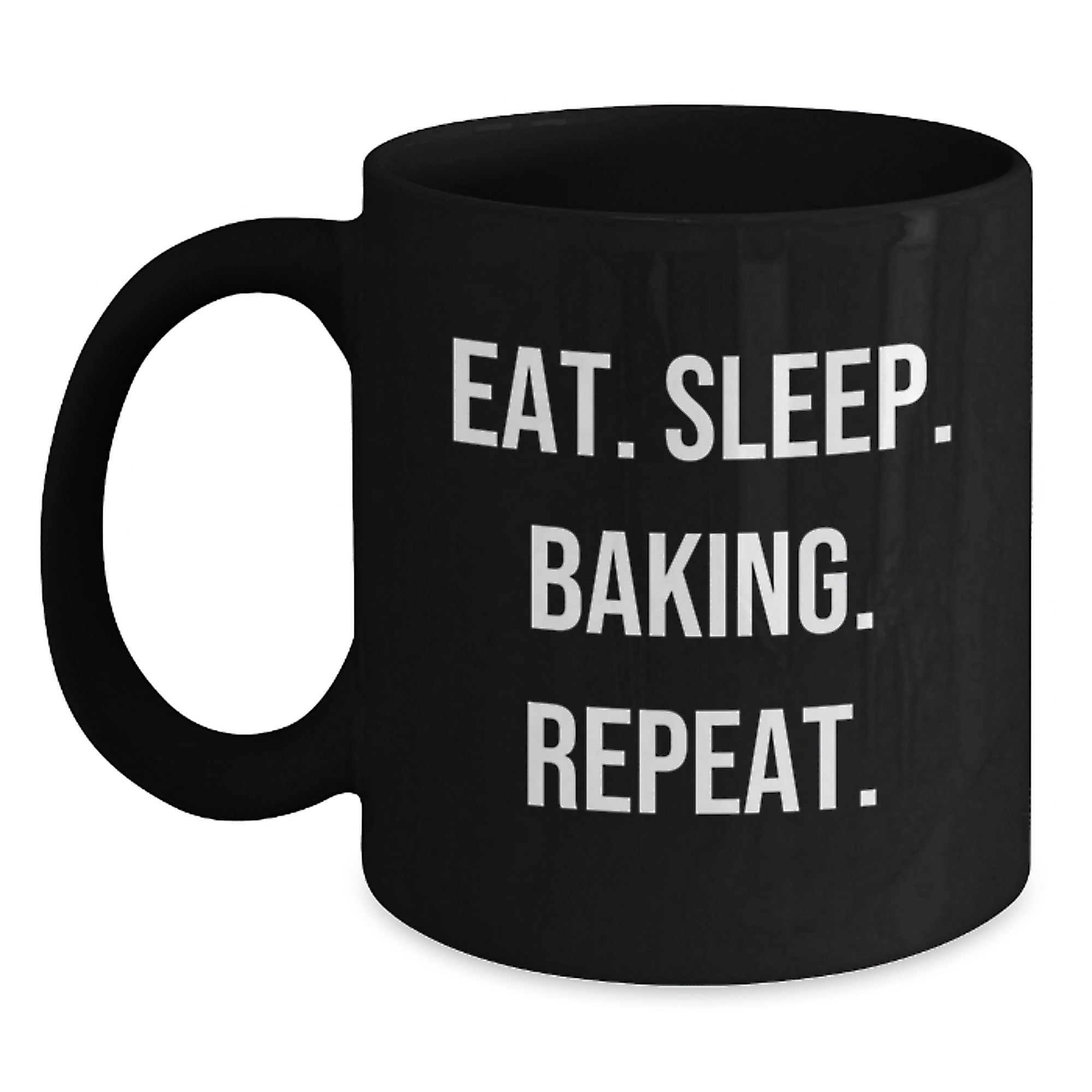 Funny Baking Gifts for Christmas - Eat. Sleep. Baking. Repeat. Black Coffee Mug Gifts from Family - Main