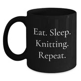 Funny Knitting Quote Gifts for Knitting Enthusiasts - Eat. Sleep. Knitting. Repeat. Graduation Unique Gifts from Friends to Family - Main