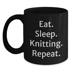 Funny Knitting Quotes Gifts for Knitting Enthusiasts, Black Coffee Mug for Women from Mom, 11oz or 15oz Microwave and Dishwasher Safe - Main