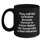 Funny Sweetheart Gifts, Christmas Unique Mugs, Sweetheart Partner In Crime Black Coffee Mug, Gifts from Men to Sweetheart, Perfect for Coffee Lovers, Christmas Unique Gifts - Main