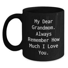 Grandmom Love Gifts from Family Members - Funny Quote Black Coffee Mug, Perfect for Christmas Unique Presents - Main