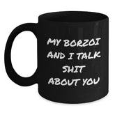 Funny Borzoi Dog Quotes Black Coffee Mugs Gifts from Friends for Borzoi Dog Lovers on Birthday, Funny Quote Mug - Main
