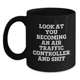 Funny Air Traffic Controller Jokes Black Coffee Mug Gifts for Him from Son - Main