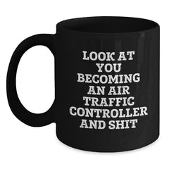 Funny Air Traffic Controller Jokes Black Coffee Mug Gifts for Him from Son - Main