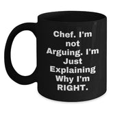 Funny Chef Black Coffee Mugs Gifts from Friends and Family for Christmas Unique Presents, Chef Humor, Black Ceramic Mugs, 11oz or 15oz, Gifts for Men and Women, Inspirational Chef Quotes, Chef Gifts - Main