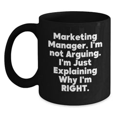Funny Marketing Manager Gifts, Black Coffee Mugs with Inspirational Quote, Perfect for Christmas Unique Gifts from Family to Friends, Coworkers, or Men, Women - Marketing Manager Mug - Main