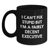 Funny Executive Black Coffee Mug, Christmas Unique Gifts for Men from Friends, Inspirational Office Humor - Main