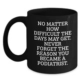 Funny Podiatrist Gifts Inspirational Black Coffee Mug for Podiatrist Friends - Gifts from Friends to Podiatrist Family - Never Forget the Reason You Became a Podiatrist Christmas Unique Gifts - Main