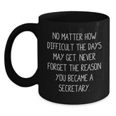 Inspirational Secretary Quotes Funny Black Coffee Mug Gifts from Friends for Graduation - Main