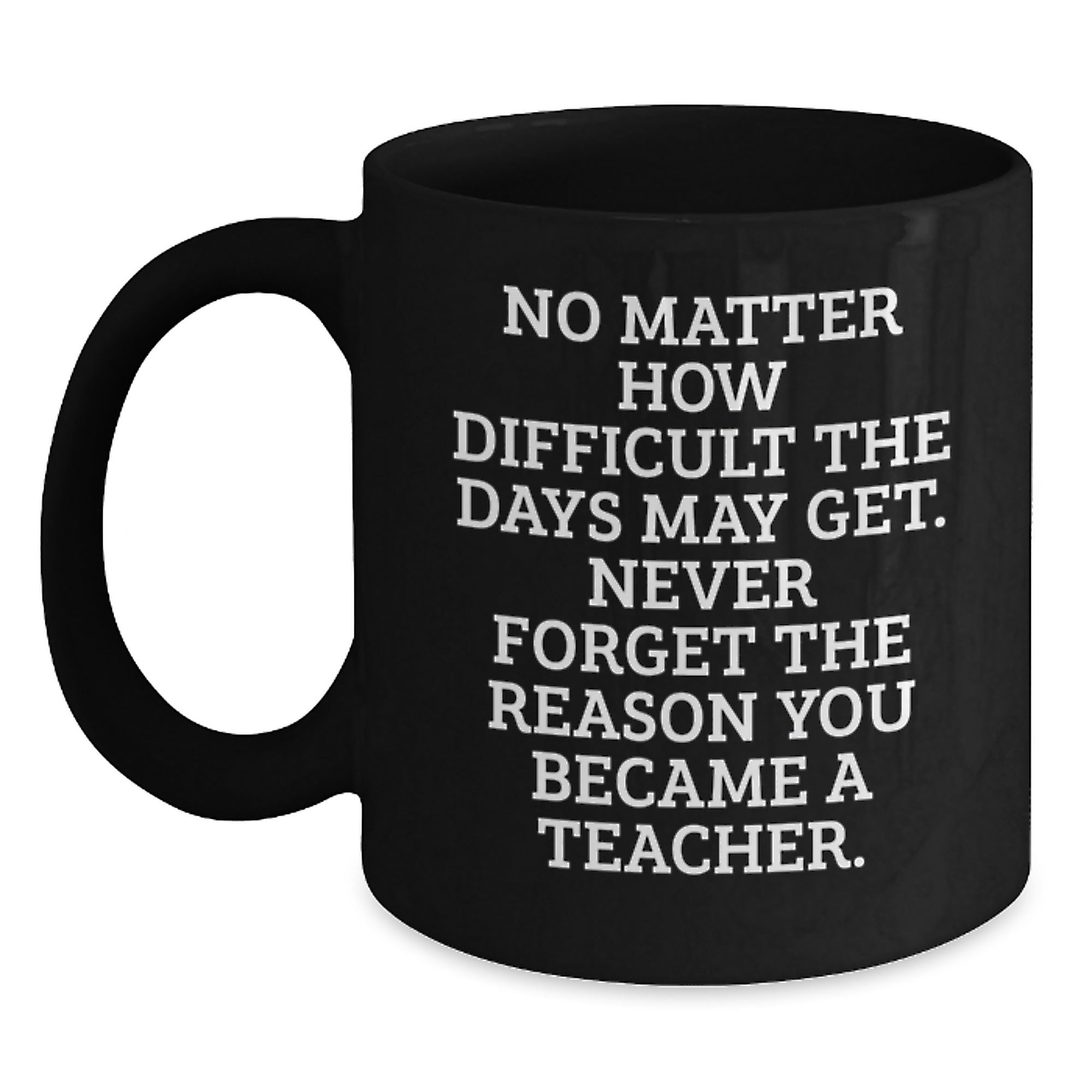 Inspiring Teacher Gifts from Friends - 'No Matter How Difficult' Black Coffee Mug for Graduation - Main