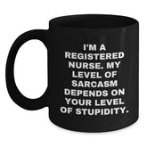 Funny Christmas Unique Gifts for Registered Nurse Friends - Sassy Black Coffee Mug from Coworkers - Main