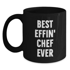 Funny Chef Gifts, Black Coffee Mug with 'Best Effin' Chef Ever' Quote, Perfect for Men Friends Family Christmas Unique Gifts - Main