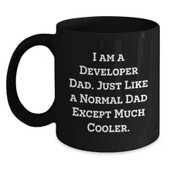 Funny Developer Dad Gifts for Graduation - 'I Am A Developer Dad...' Black Coffee Mug - Main