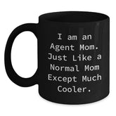Funny Agent Mom Black Coffee Mug Gifts for Agent Mom, Christmas Unique Agent Gifts, Agent Mom Coffee Lovers - Main