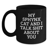 Funny Sphynx Cat Gifts from Men - Unique Valentine's Black Coffee Mug for Women Friends Coworkers - Main