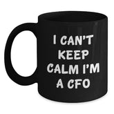Funny CFO Gifts for Men, Black Coffee Mug with I Cant Keep Calm Im A CFO Quote, Gifts from Family to Family - Main
