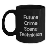 Funny Future Crime Scene Technician Gifts, Black Coffee Mug, 'May the Evidence be Ever in Your Favor' - Unique Christmas Unique Gifts from Men to Men - Main