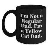 Yellow Cat Dad Gift, Funny Black Coffee Mug, Christmas Unique Presents for Men from Family - Main