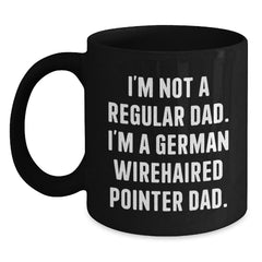 Funny German Wirehaired Pointer Dog Gifts for Dad Birthday Black Coffee Mug from Men, Unique Dad Jokes for German Wirehaired Pointer Dog Lovers - Main