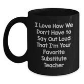 Funny Substitute Teacher Black Coffee Mugs, Gifts for Substitute Teachers from Friends, Christmas Unique Ideas - Main