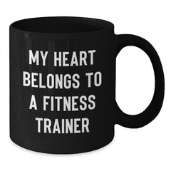 Funny Fitness Trainer Gifts for Him or Her, Black Coffee Mug with My Heart Belongs To A Fitness Trainer Quote, Perfect Christmas Unique Gifts from Friends, Family or Coworkers - Additional