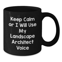 Gifts for Landscape Architects, Funny Black Coffee Mugs for Christmas Unique Gifts from Friends, Landscape Architect Enthusiast, Black Coffee Mug, Keep Calm Or I Will Use My Landscape Architect Voice - Additional