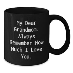 Grandmom Love Gifts from Family Members - Funny Quote Black Coffee Mug, Perfect for Christmas Unique Presents - Additional