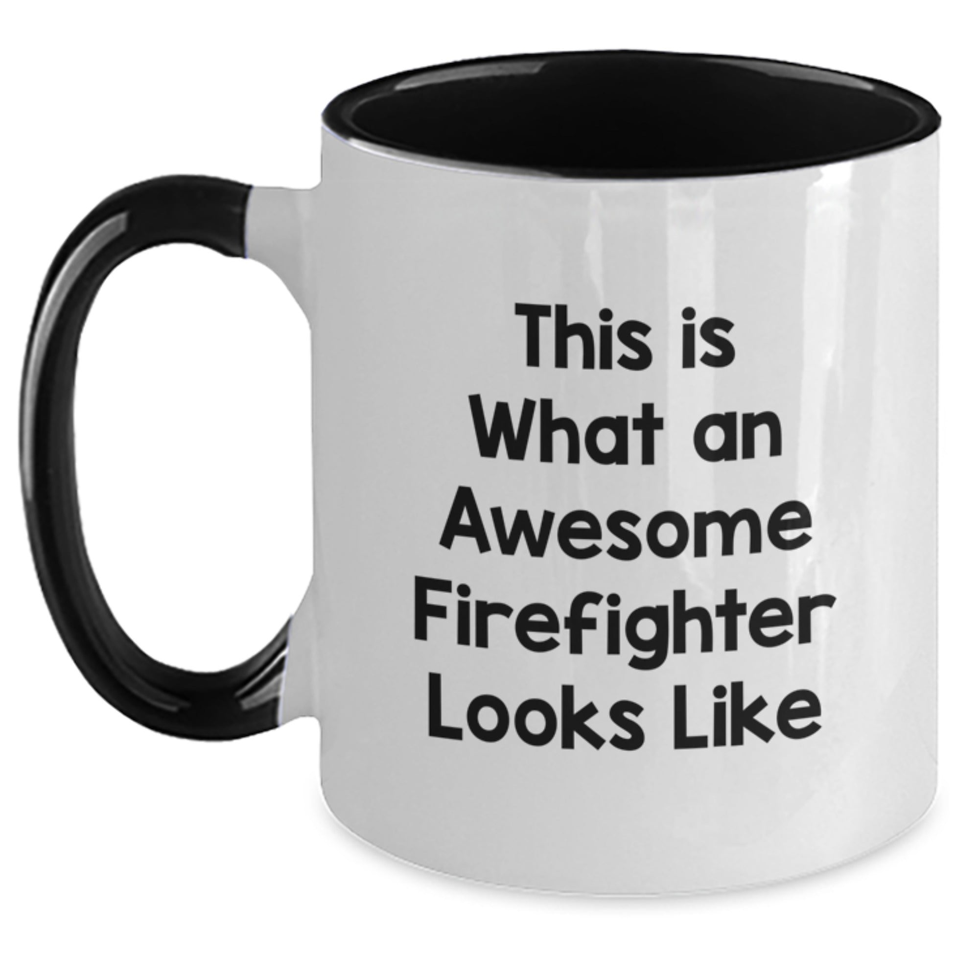Funny Firefighter Two Tone Coffee Mugs Gifts from Friends for Graduation, This Is What An Awesome Firefighter Looks Like Funny Quote, 11oz Ceramic Mugs for Firefighter Men - Main