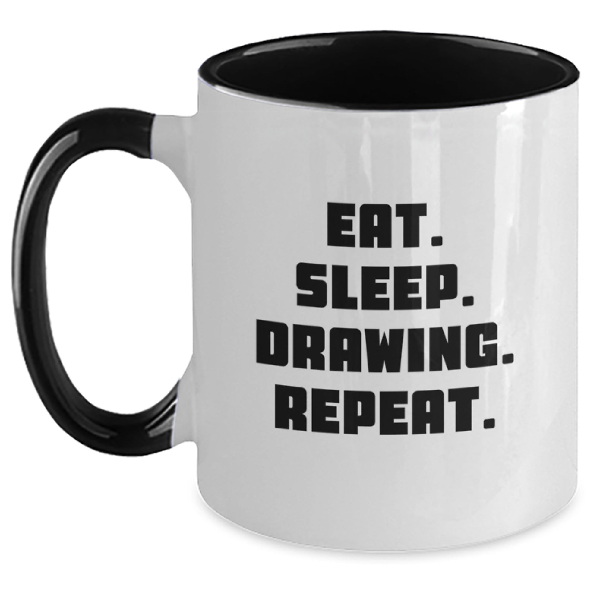Funny Drawing Gifts for Men, Women, Friends, and Coworkers - Eat. Sleep. Drawing. Repeat. Two Tone Coffee Mug for Graduation - Main