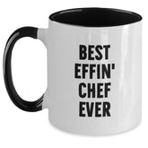 Funny Chef Gifts for Men Women Friends Family - Two Tone Coffee Mug with Best Effin' Chef Ever Quote - Main