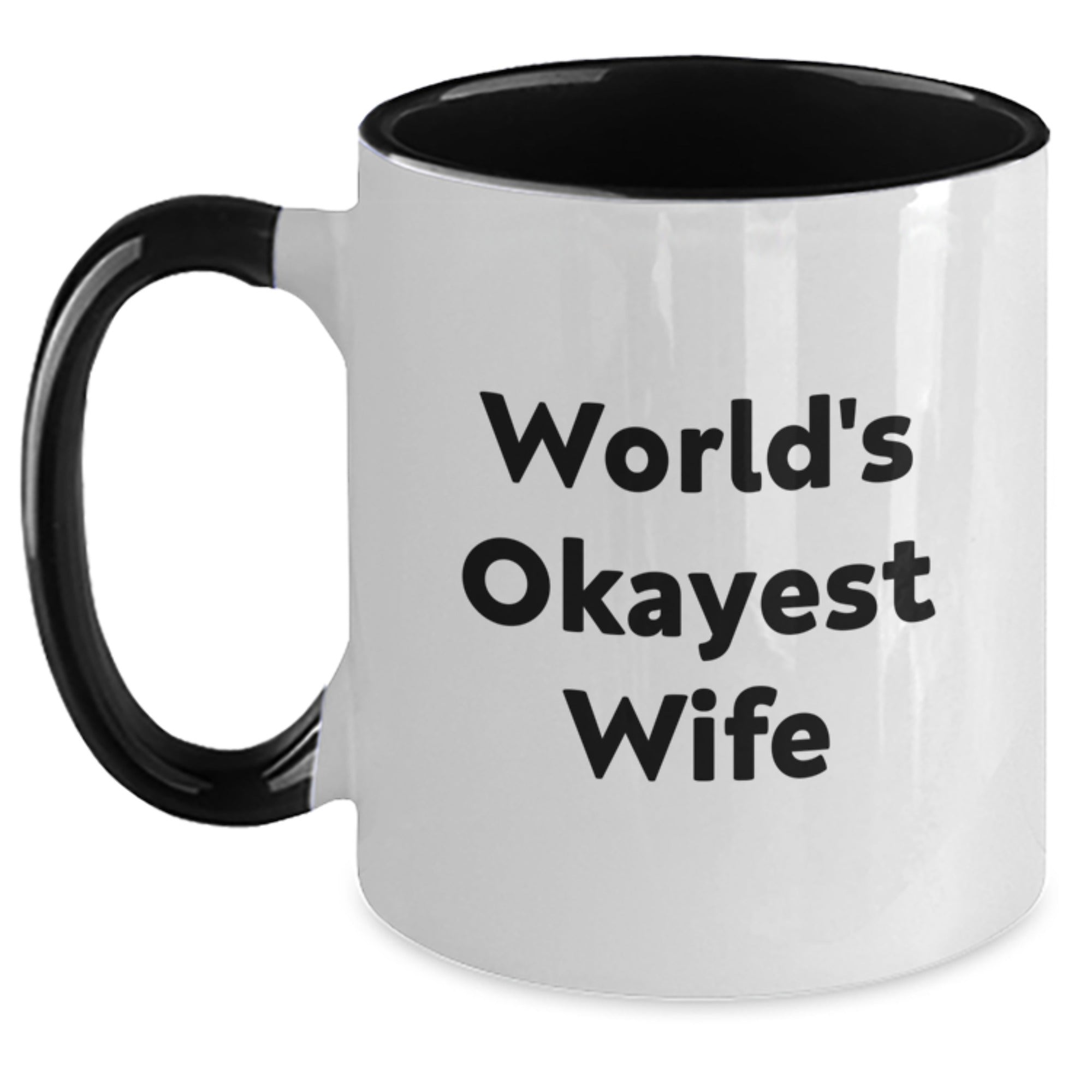 Funny World's Okayest Wife Gift for Her Two Tone Coffee Mug, Gifts from Men to Wife on Birthday - Main