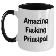 Funny Principal Gifts from Friends and Family - Two Tone Coffee Mug, Black and White, Red and White, Navy and White, Pink and White, 11oz, Birthday Unique Gifts for Principal - Main
