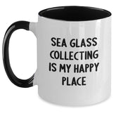 Funny Sea Glass Collecting Gifts for Women - Sea Glass Collecting Is My Happy Place Two Tone Coffee Mug Valentine's Unique Gifts from Friends - Main