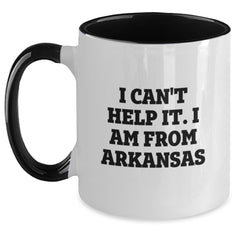 Arkansas Lovers Funny I Can't Help It I Am From Arkansas Two Tone Coffee Mug Gifts from Friends and Family for Birthday - Main