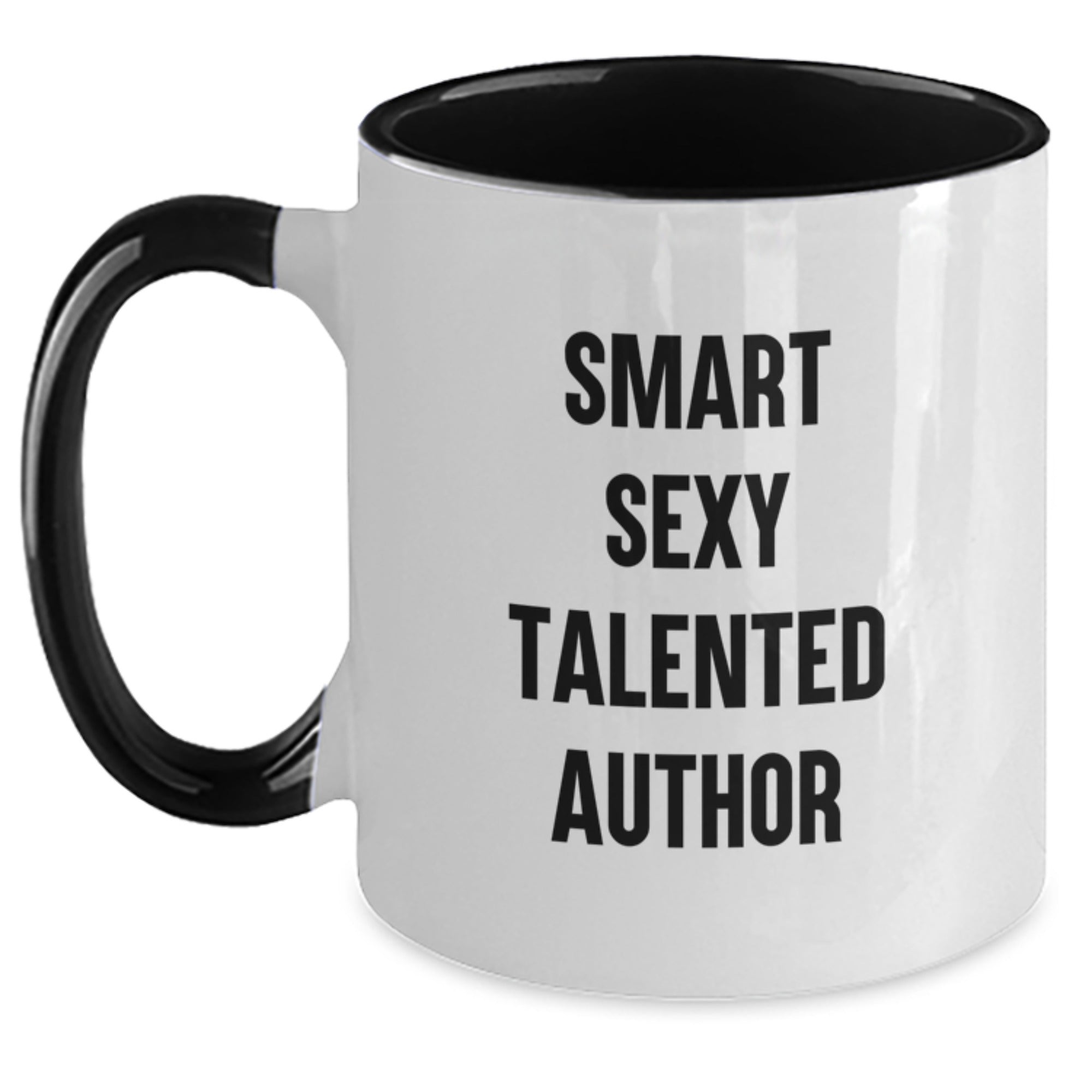Funny Smart Sexy Author Gifts - Two Tone Coffee Mug for Graduation, 'Smart Sexy Talented' Quote, Black and White, Red and White, Navy and White, Pink and White, Gifts from Friends, Gifts for Author - Main