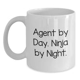 Agent By Day Ninja By Night White Coffee Mug Funny Agent Gifts for Graduation - Main
