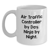 Funny Air Traffic Controller Gifts by Day Ninja by Night White Coffee Mugs for Men Graduation Unique Gifts from Family - Main