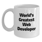 Funny 'World's Greatest' Web Developer Gift Mug for Men Friends Coworkers - White Coffee Mug 15oz - Main